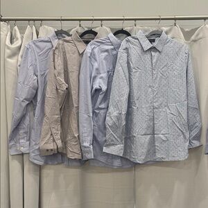 Set of 4 Banana Republic Light Blue Patterned Dress Shirts